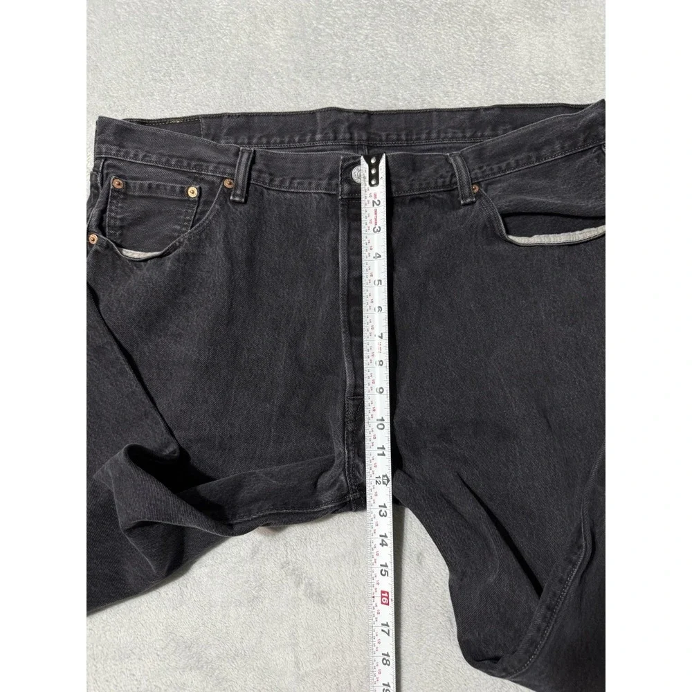 Levis 501 Jeans Mens 40x30 Black Straight Button Fly Mid Rise Dark Wash Denim
